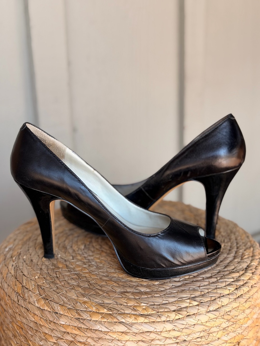 Classic Black Peep-Toe High Heels - Women's Elegant Pumps